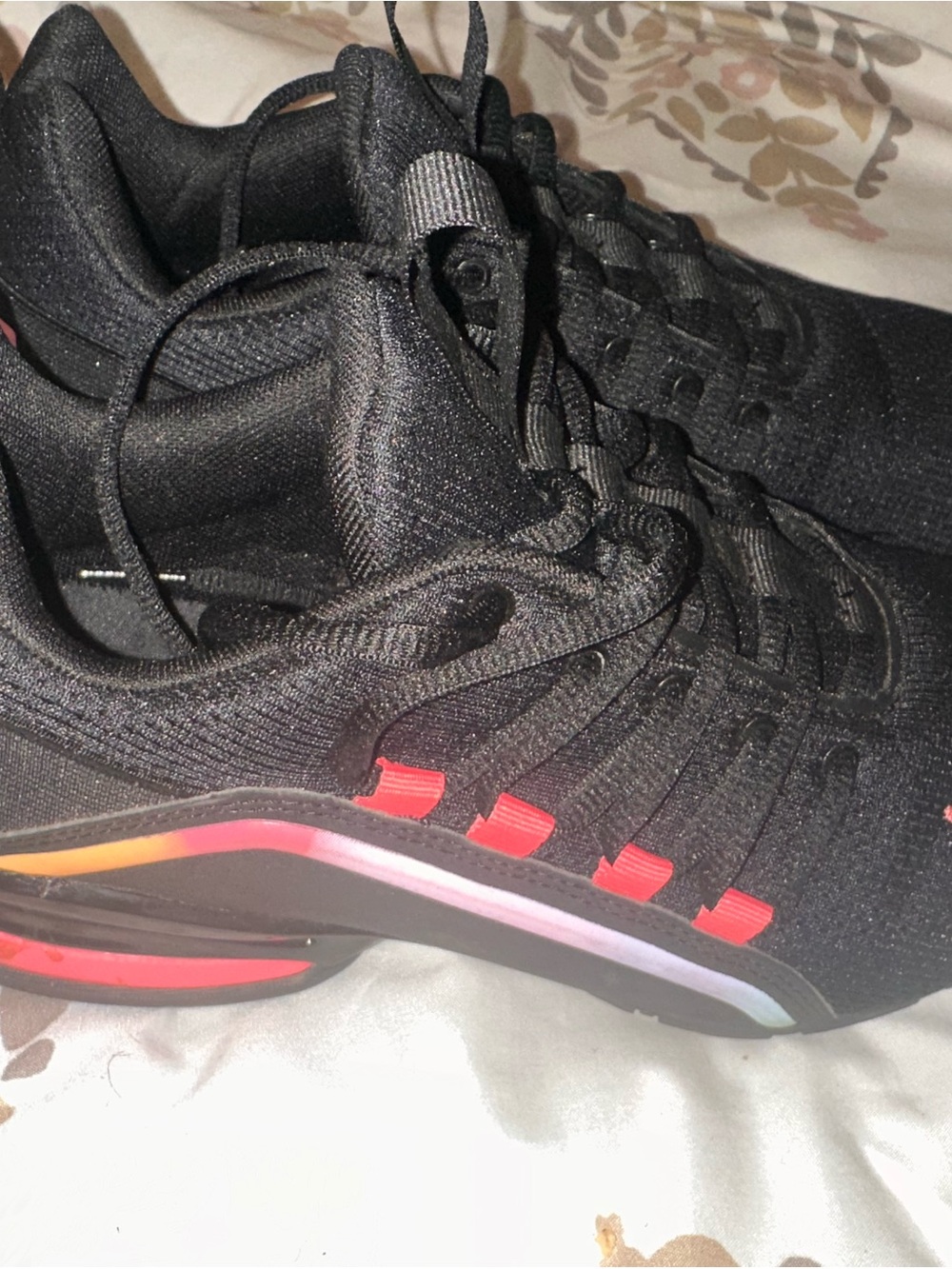 Puma Black Athletic Sneakers with Neon Pink Accents